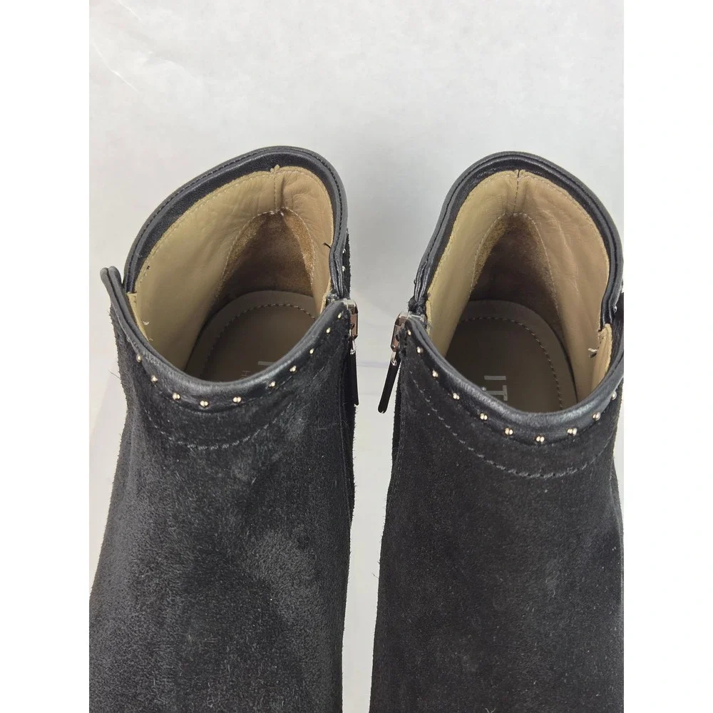 Italeau Miralda Womens Black Studded Ankle Boot Minimalist Bootie Leather Boho